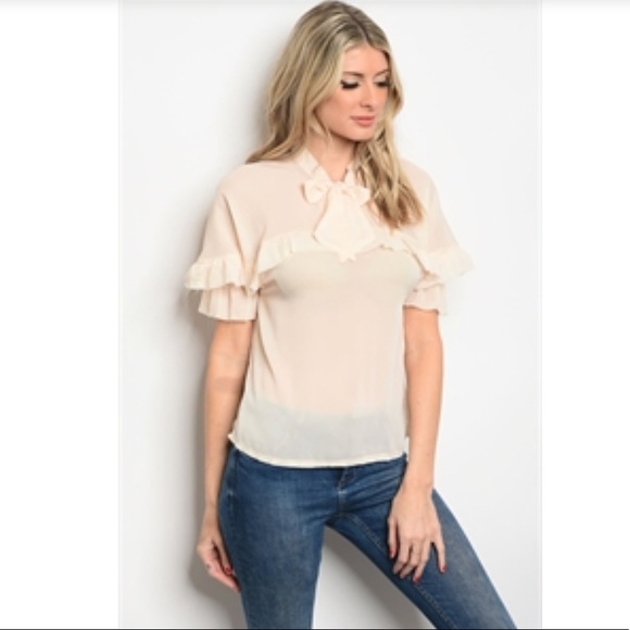 Jenna Cream Chiffon Ruffle - Picture 3 of 6